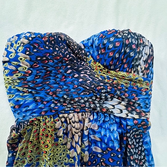 Max & Cleo Strapless Peacock Maxi Dress NWT - Picture 4 of 9